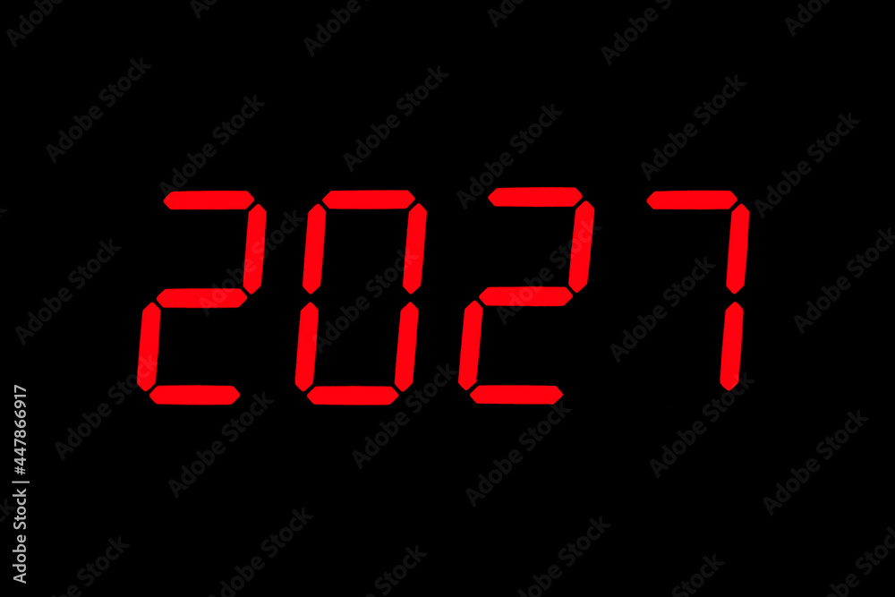 The dial of the electronic clock which shows the year 2027 The dial of the electronic clock which shows the year 2027