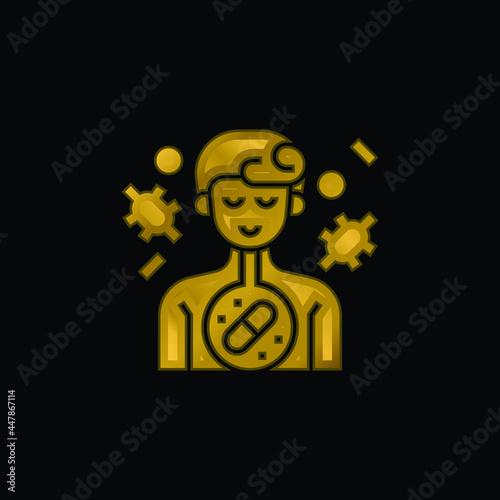 Antibiotic gold plated metalic icon or logo vector