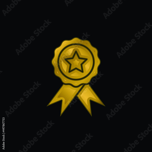 Fototapeta Naklejka Na Ścianę i Meble -  Badge gold plated metalic icon or logo vector