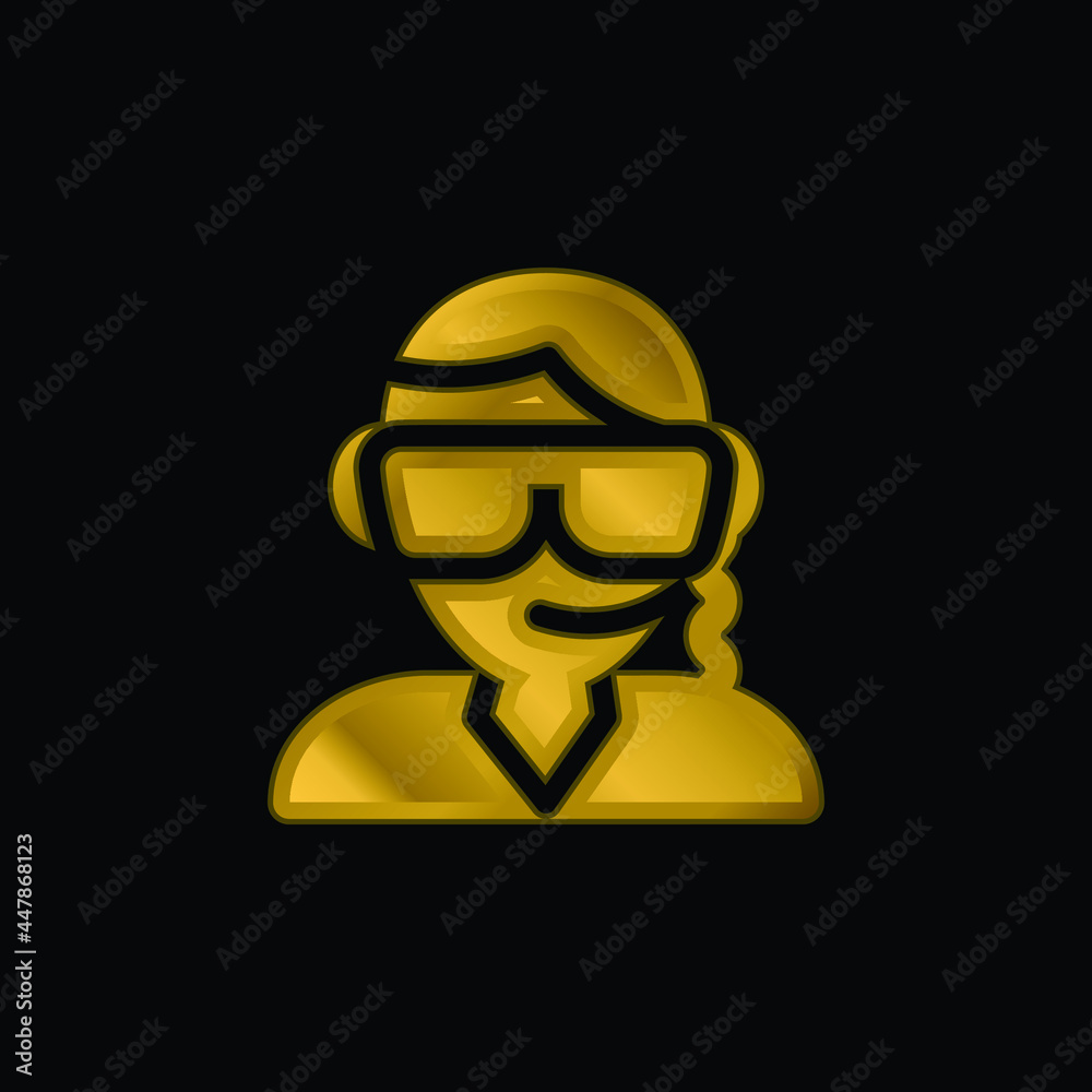 Bodyguard gold plated metalic icon or logo vector