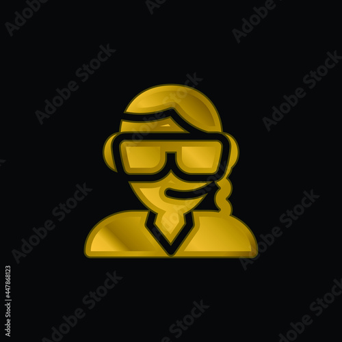 Bodyguard gold plated metalic icon or logo vector