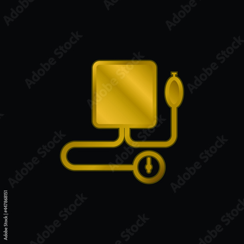 Blood Pressure Gauge gold plated metalic icon or logo vector