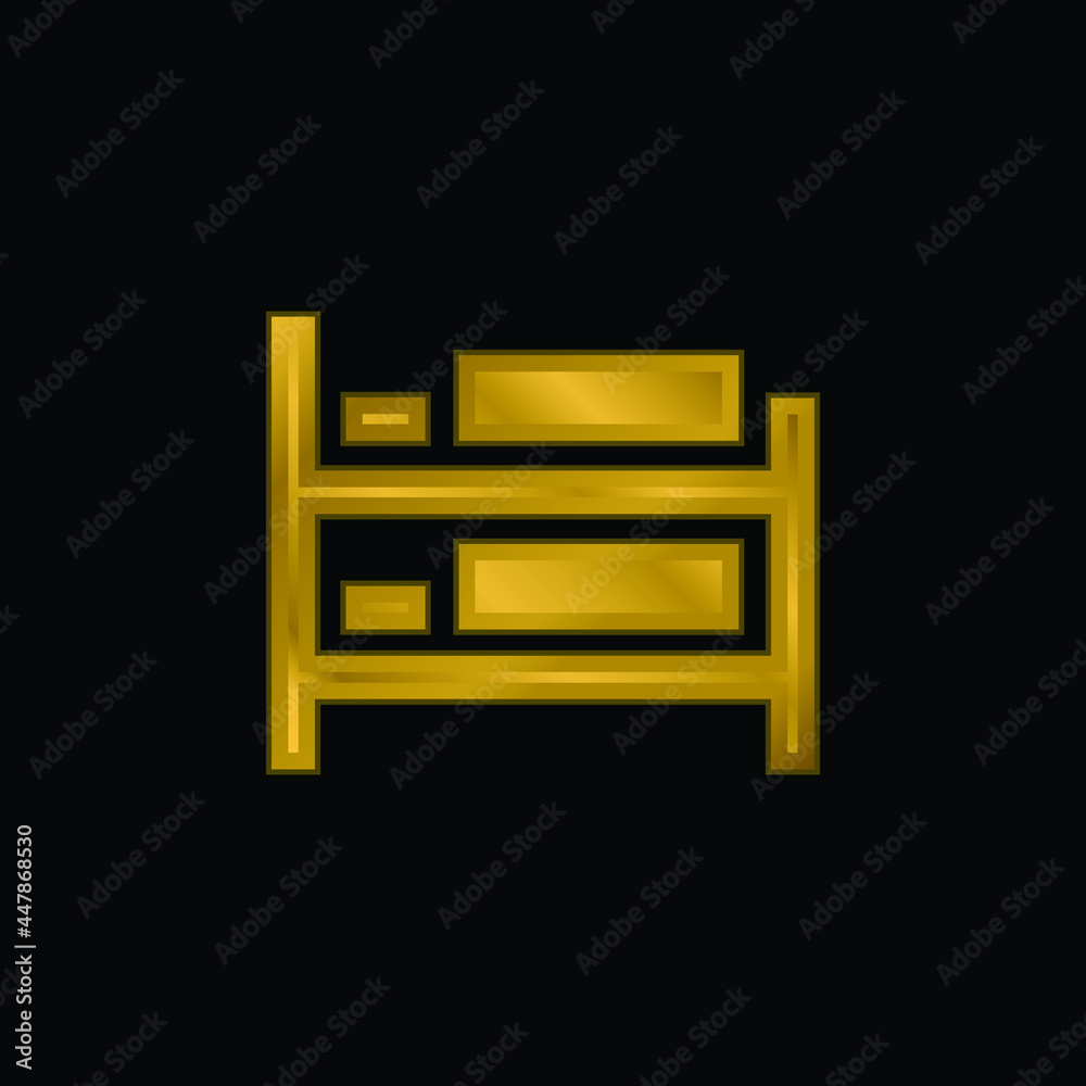 Berth Bed gold plated metalic icon or logo vector Berth Bed gold plated metalic icon or logo vector