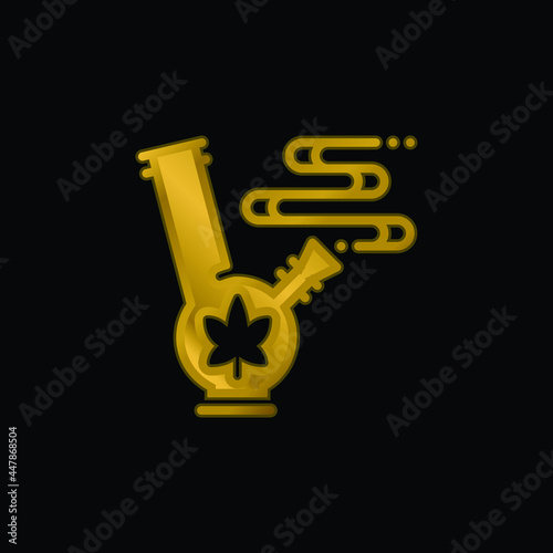 Bong gold plated metalic icon or logo vector