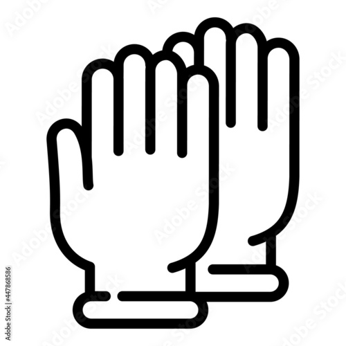 Forensic laboratory gloves icon. Outline forensic laboratory gloves vector icon for web design isolated on white background