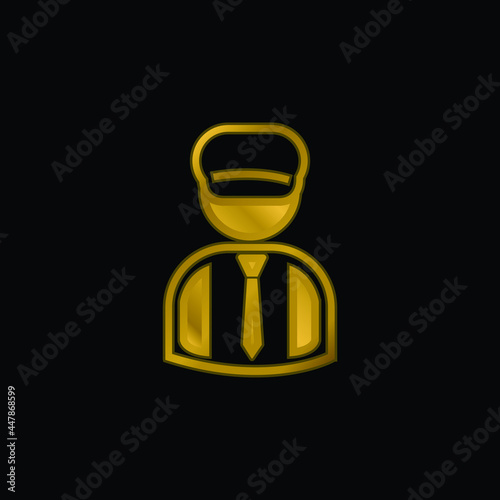 Bookkeeper gold plated metalic icon or logo vector