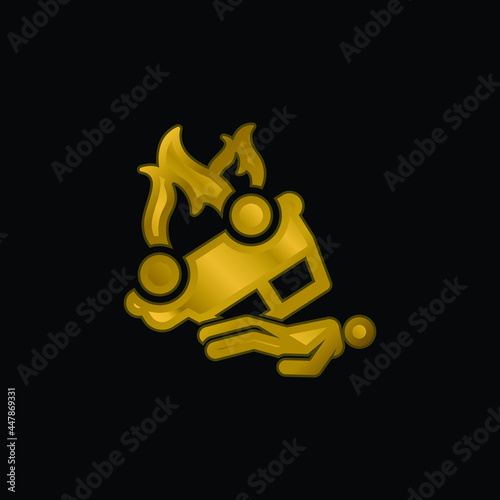 Accident gold plated metalic icon or logo vector