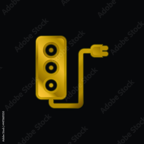 Adaptor gold plated metalic icon or logo vector