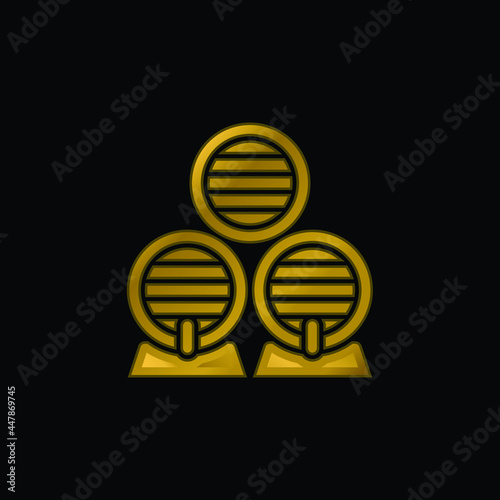 Barrel gold plated metalic icon or logo vector