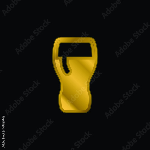 Beer Glass gold plated metalic icon or logo vector