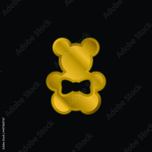 Bear gold plated metalic icon or logo vector