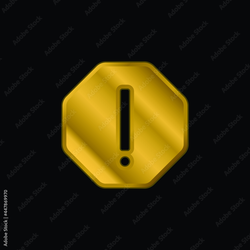 Attention gold plated metalic icon or logo vector Attention gold plated metalic icon or logo vector
