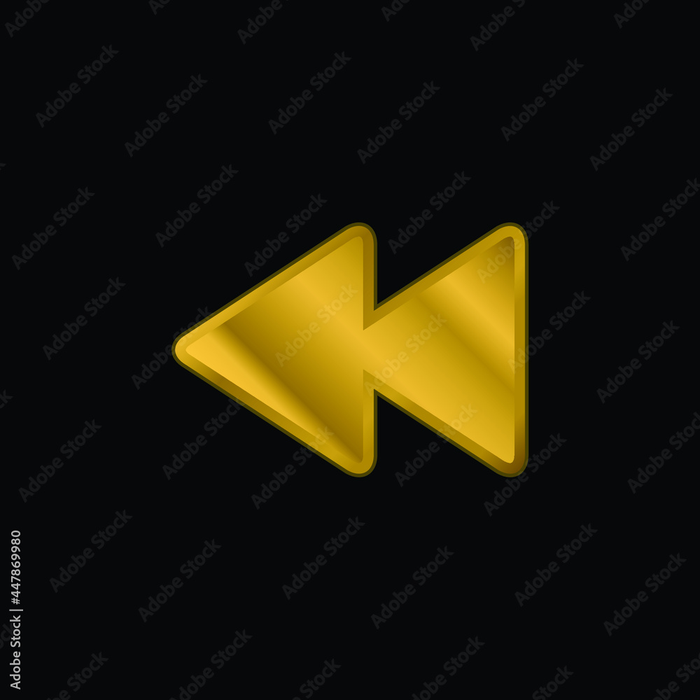Backward Arrows Couple gold plated metalic icon or logo vector Backward Arrows Couple gold plated metalic icon or logo vector