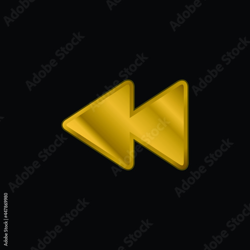 Backward Arrows Couple gold plated metalic icon or logo vector