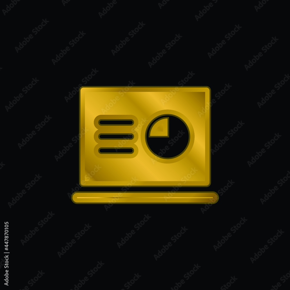 Analytics gold plated metalic icon or logo vector Analytics gold plated metalic icon or logo vector
