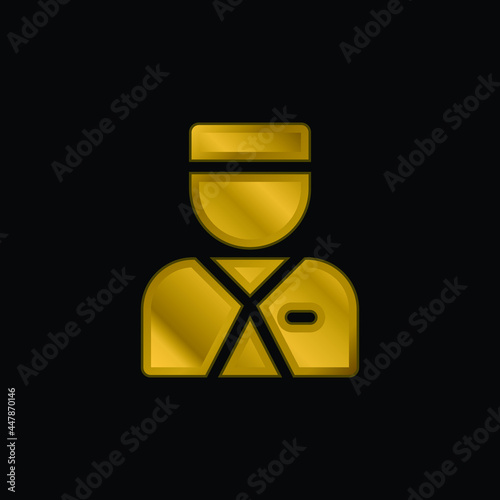 Bellboy gold plated metalic icon or logo vector