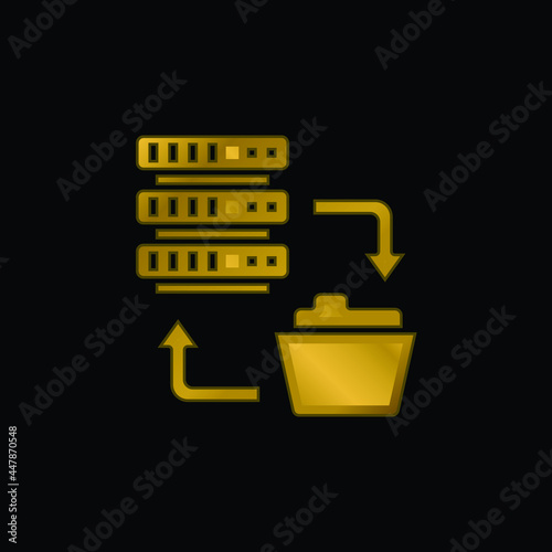 Backup gold plated metalic icon or logo vector
