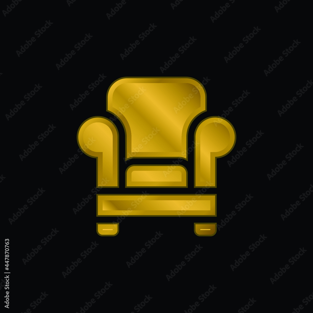 Armchair gold plated metalic icon or logo vector Armchair gold plated metalic icon or logo vector