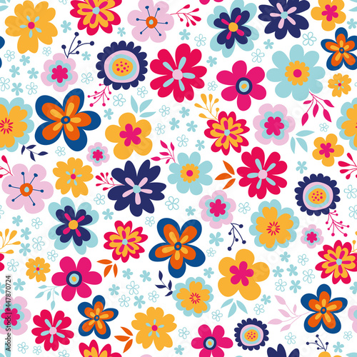 vektor white colorful emmas flowers seamless pattern background