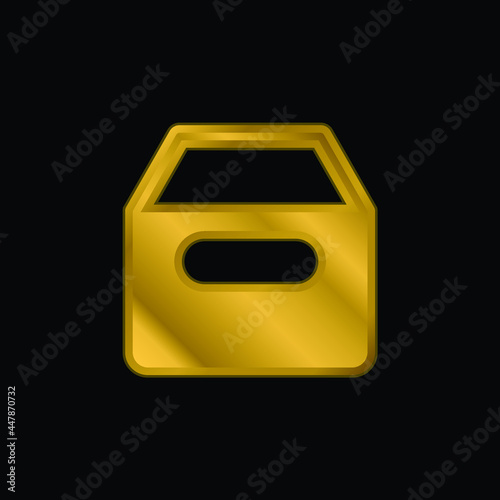 Archive gold plated metalic icon or logo vector