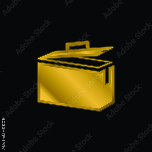 Ammo Tin gold plated metalic icon or logo vector