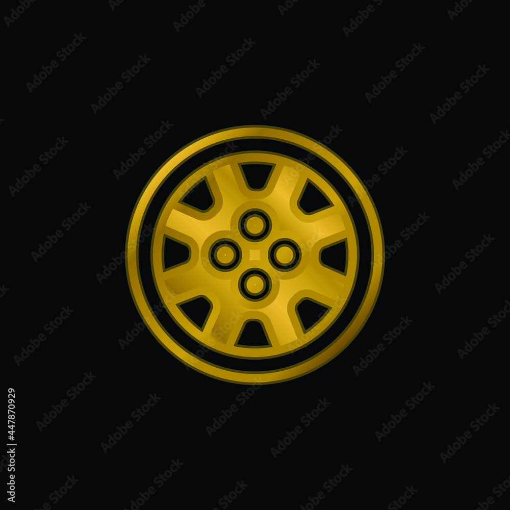Fototapeta premium Alloy Wheel gold plated metalic icon or logo vector