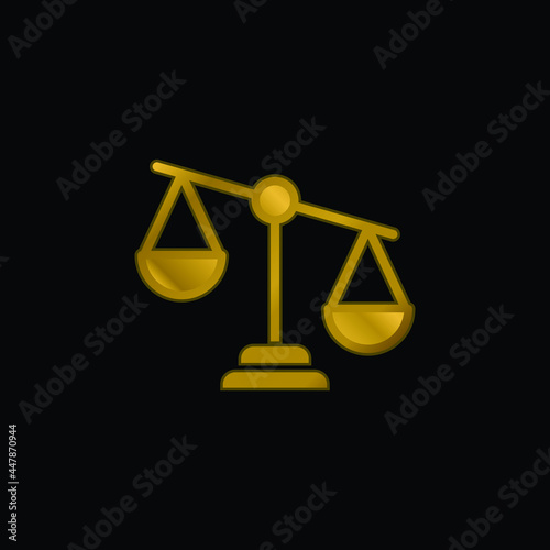 Balance gold plated metalic icon or logo vector