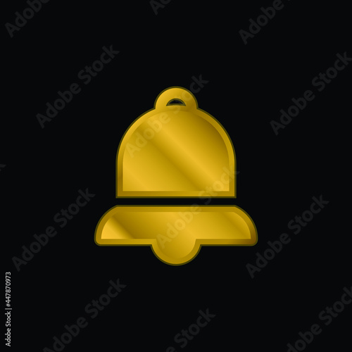 Bell gold plated metalic icon or logo vector