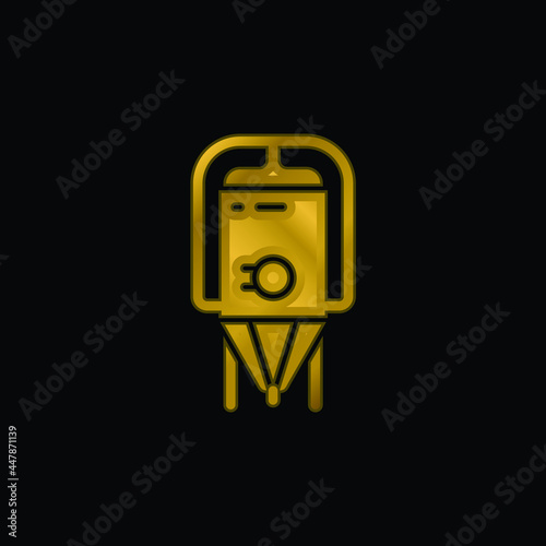 Brewing gold plated metalic icon or logo vector