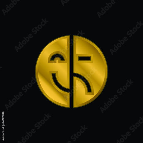 Bipolar gold plated metalic icon or logo vector