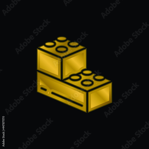 Blocks gold plated metalic icon or logo vector