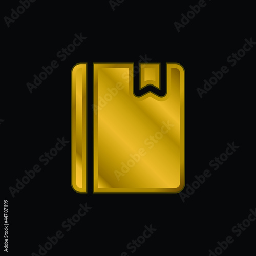 Book gold plated metalic icon or logo vector