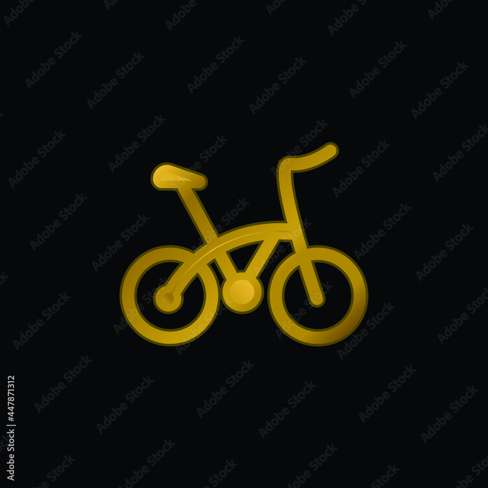 Bicycle gold plated metalic icon or logo vector Bicycle gold plated metalic icon or logo vector