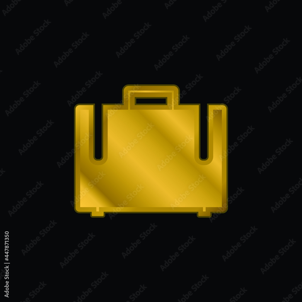 Black Suitcase gold plated metalic icon or logo vector Black Suitcase gold plated metalic icon or logo vector