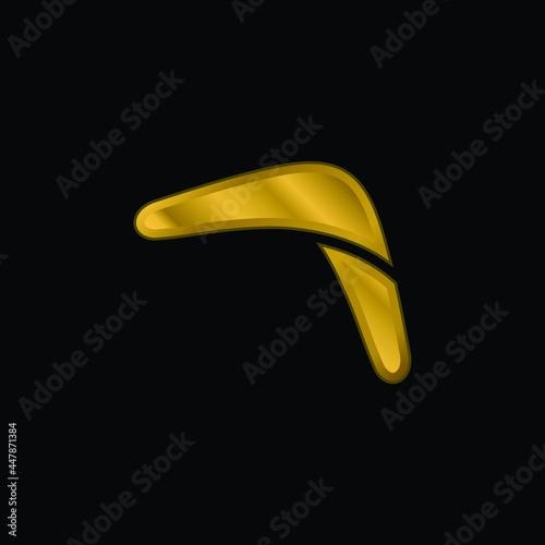 Boomerang Stick gold plated metalic icon or logo vector