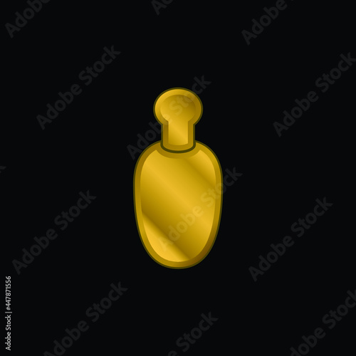 Bottle Black And Rounded Shape gold plated metalic icon or logo vector