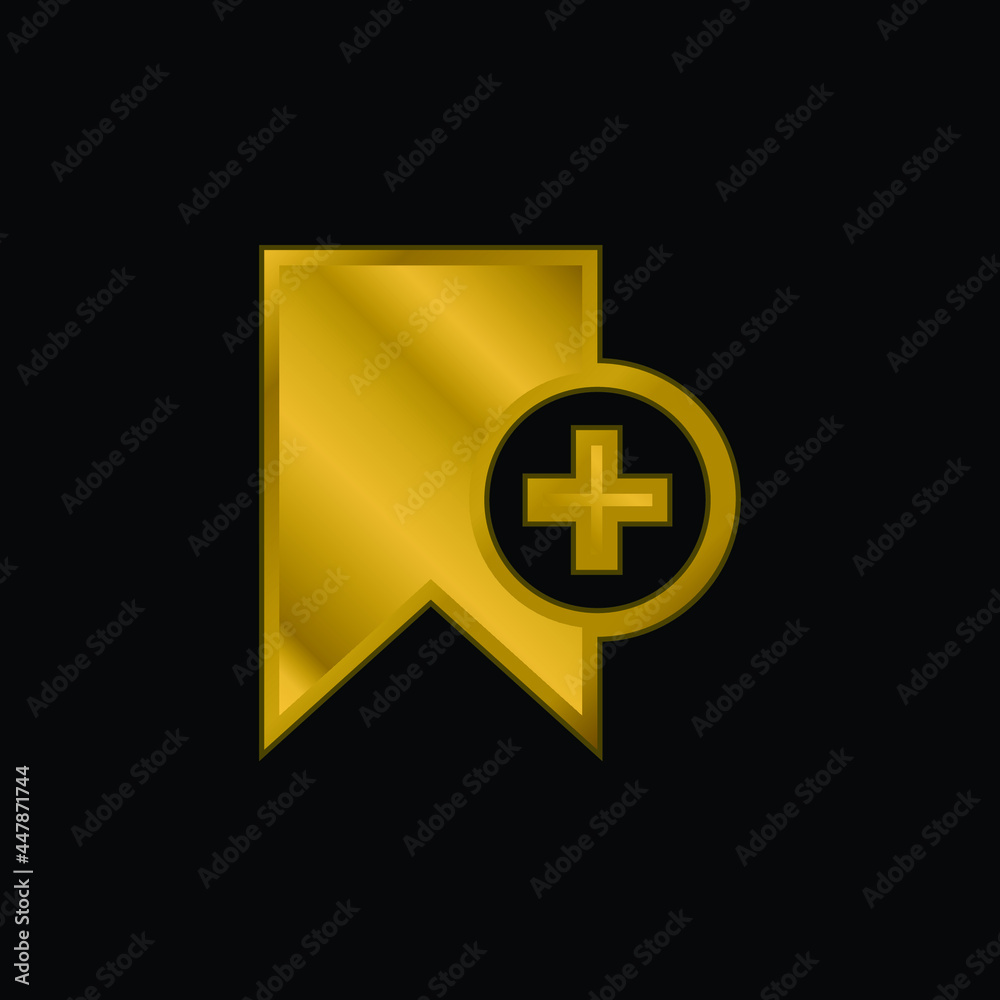 Bookmark Service Add Button gold plated metalic icon or logo vector Bookmark Service Add Button gold plated metalic icon or logo vector