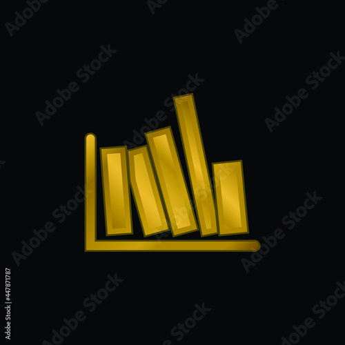 Books Side View gold plated metalic icon or logo vector