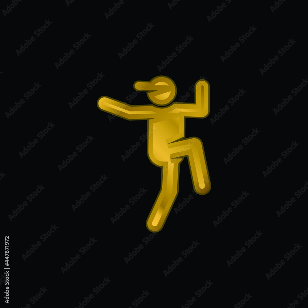 Breakdance gold plated metalic icon or logo vector