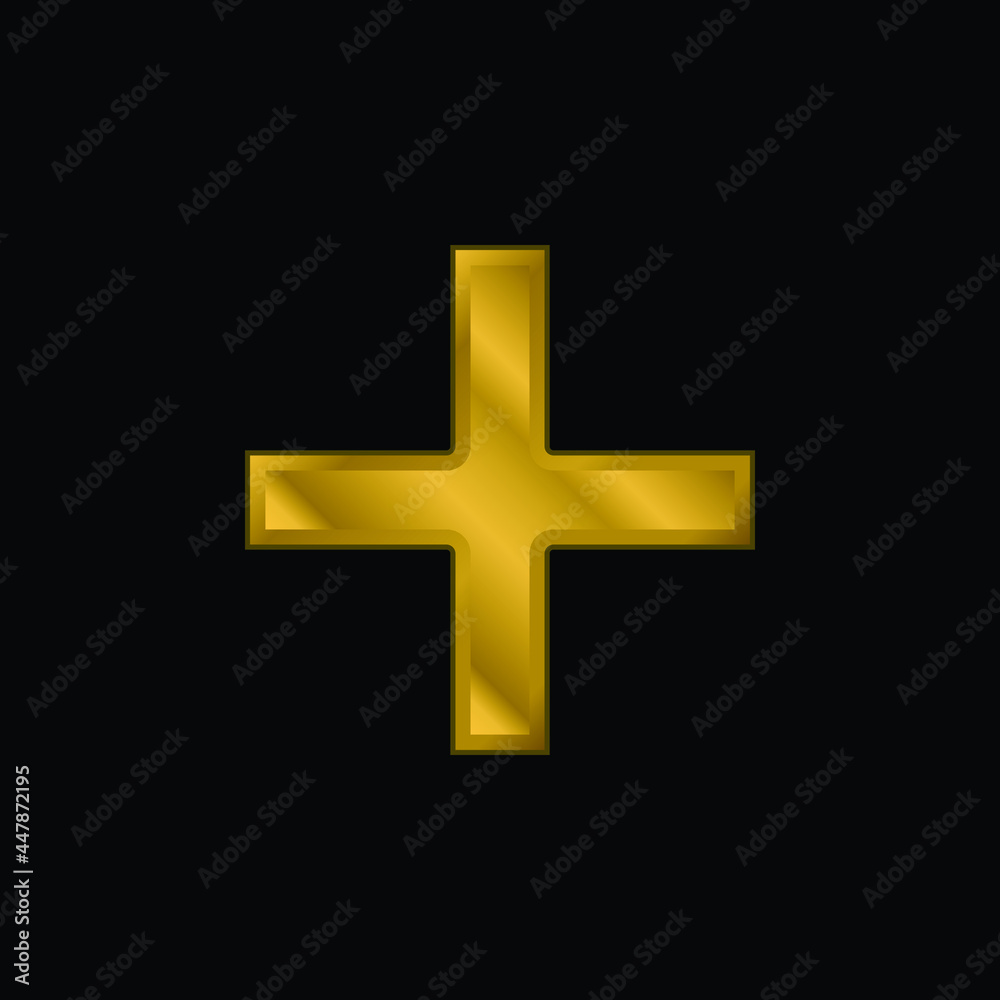 Fototapeta premium Add gold plated metalic icon or logo vector