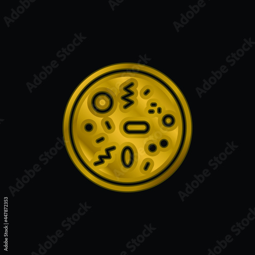 Bacteria gold plated metalic icon or logo vector