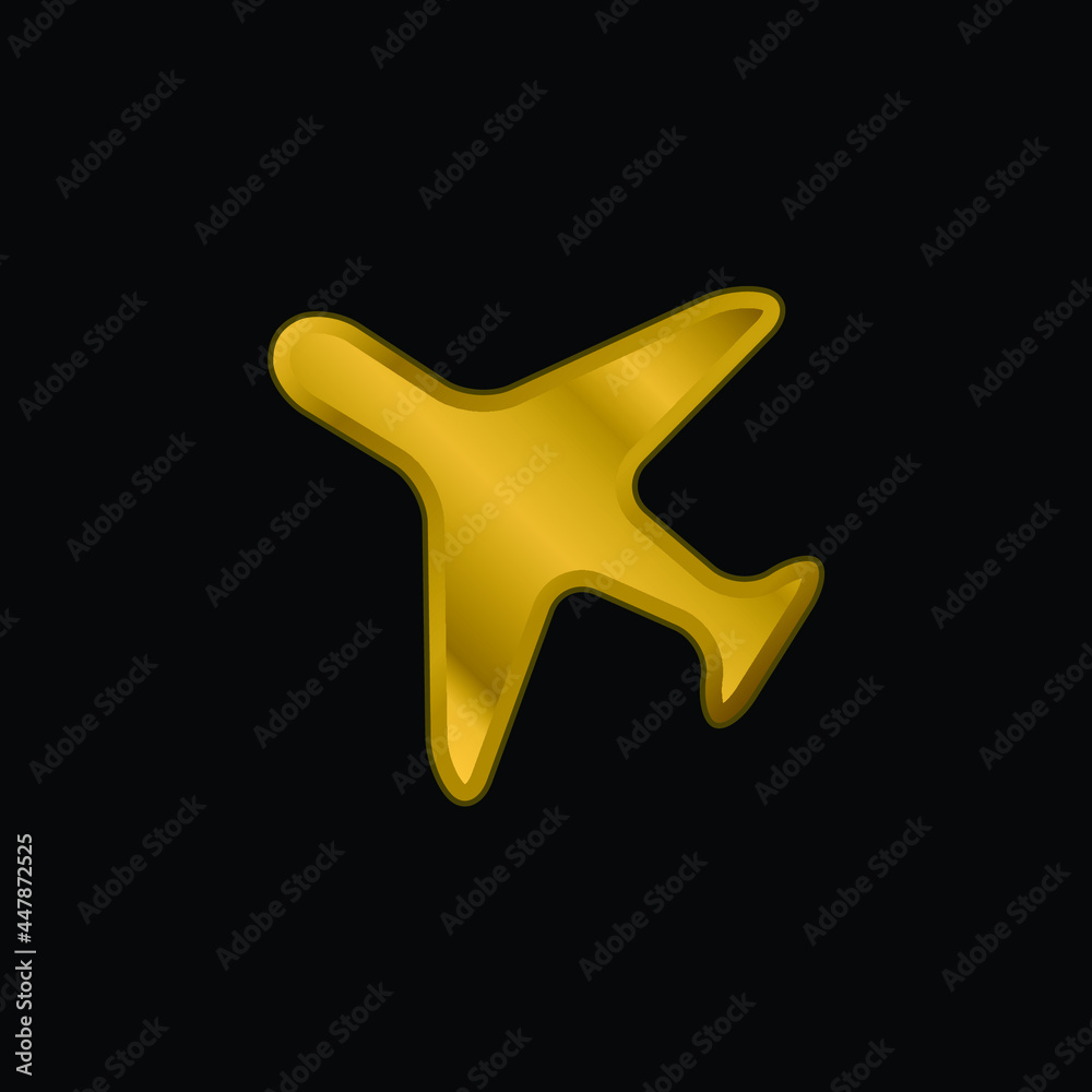 Airplane Facing Left gold plated metalic icon or logo vector Airplane Facing Left gold plated metalic icon or logo vector