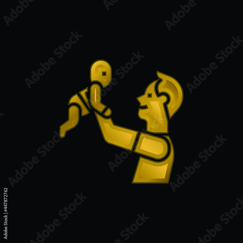 Baby gold plated metalic icon or logo vector