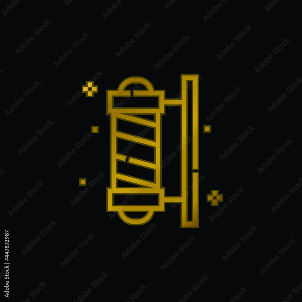 Barber Pole gold plated metalic icon or logo vector Barber Pole gold plated metalic icon or logo vector