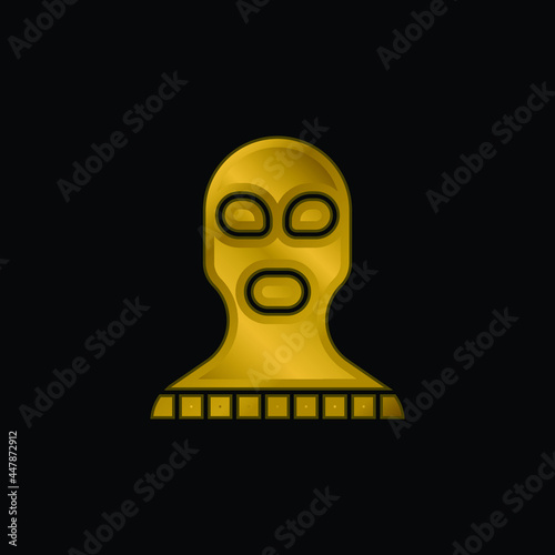 Balaclava gold plated metalic icon or logo vector