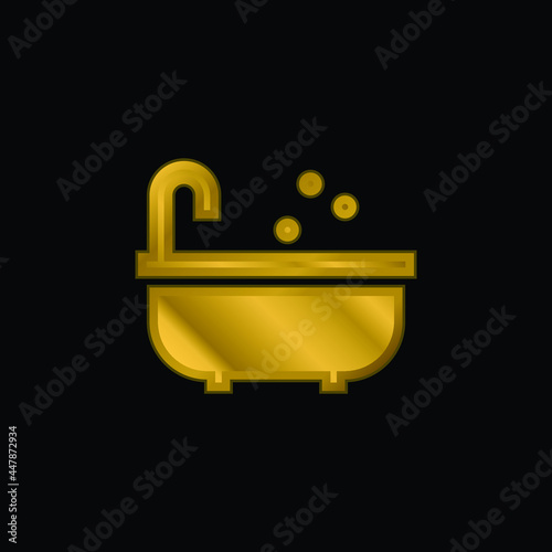 Bath gold plated metalic icon or logo vector