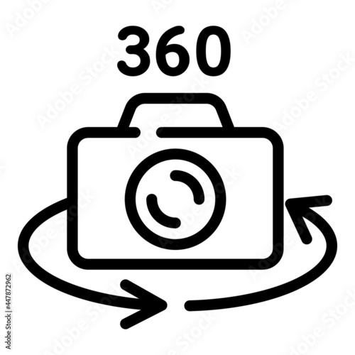 360 grade camera icon. Outline 360 grade camera vector icon for web design isolated on white background