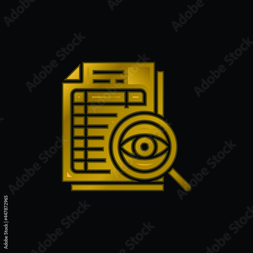 Audit gold plated metalic icon or logo vector