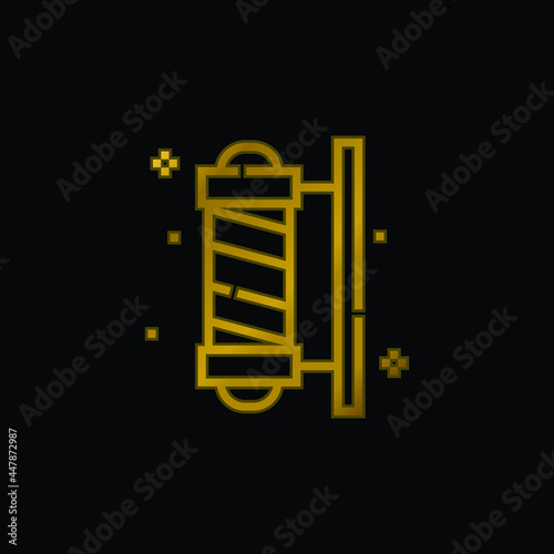 Barber Pole gold plated metalic icon or logo vector