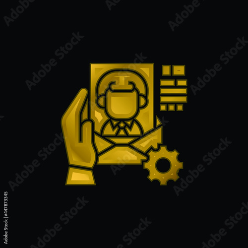 Agency gold plated metalic icon or logo vector